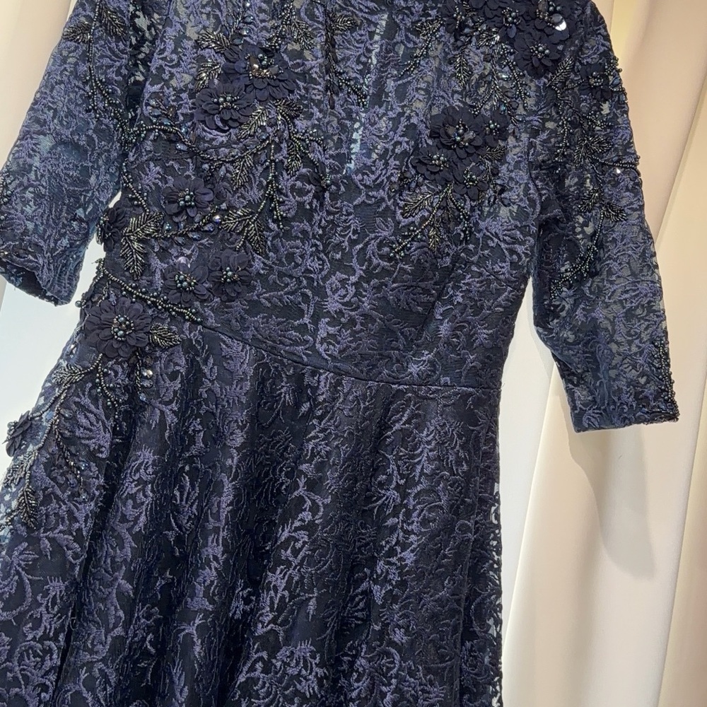Mac Duggal Elegant Navy Blue Lace Dress
